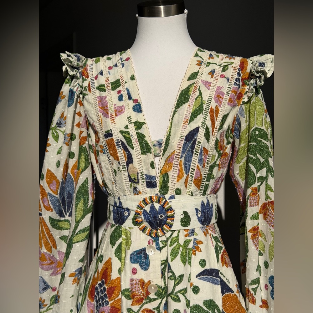FARM Rio Summer Garden Printed Belted Romper size XS - Picture 3 of 16